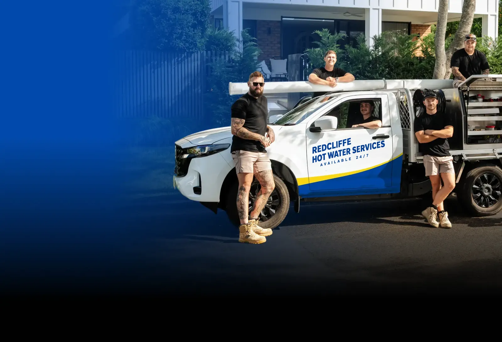 Redcliffe Hot Water Services team with the ute